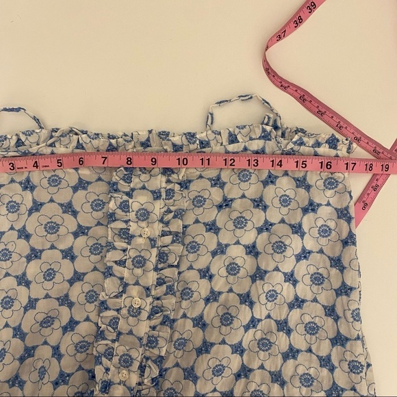 Lisa Marie Fernandez || Cornflower + Cream Ruffle Slip Dress Poppy Eyelet Size 3 - Picture 6 of 10